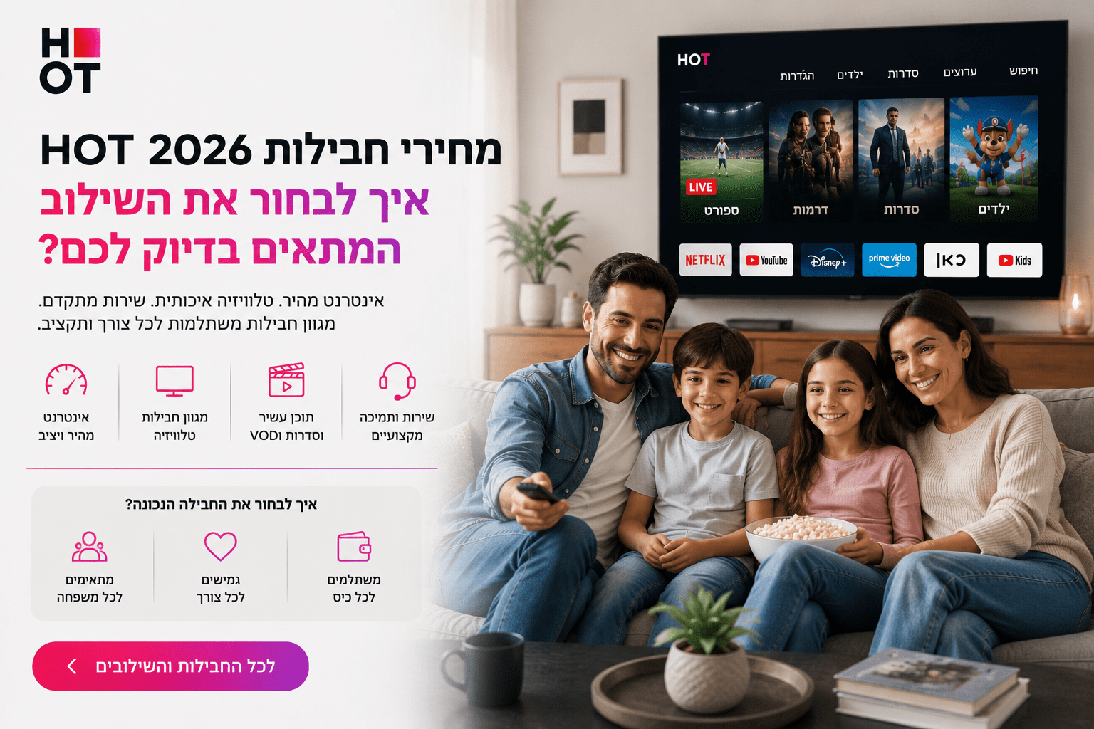 מחירי חבילות הוט 2026: איך לבחור את השילוב המנצח עבורכם?